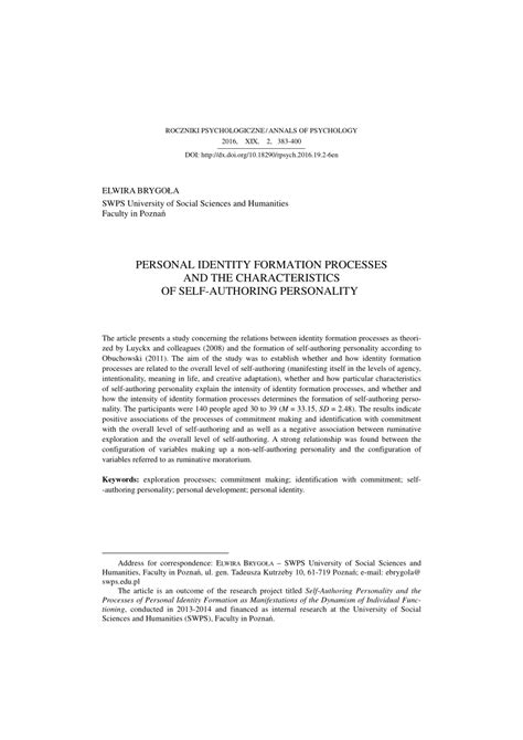 personal identity audit pdf|(PDF) Processes of Personal Identity Formation and .